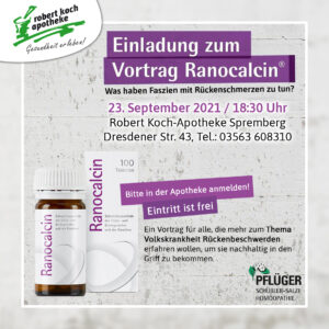 Einladung zum Vortrag Ranocalcin von Pflüger am 23.09.2021