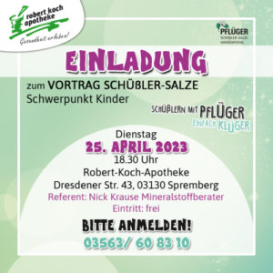 Einladung zum Vortrag Schüßler-Salze am 25. April 2023