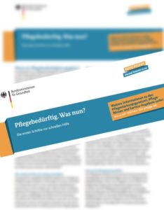 Flyer zum Thema "Pflegebedürftig. Was nun?"